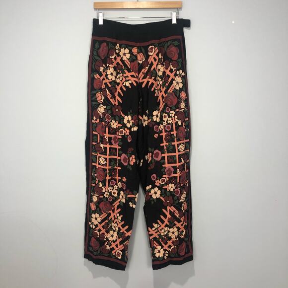 Anthropologie X Anna Sui Floral Motif Wide Leg Pants Multicolor Size 8 - Picture 4 of 13